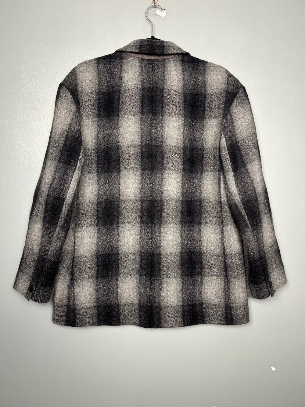 Madewell Oversized Dorset Blazer Buffalo Check Boiled Wool Gray Women’s Size M
